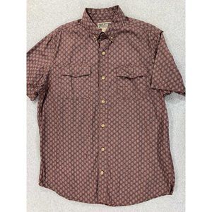 Duluth Trading Co Relaxed Fit Short Sleeve Button Down Shirt (Men's Large) Brown